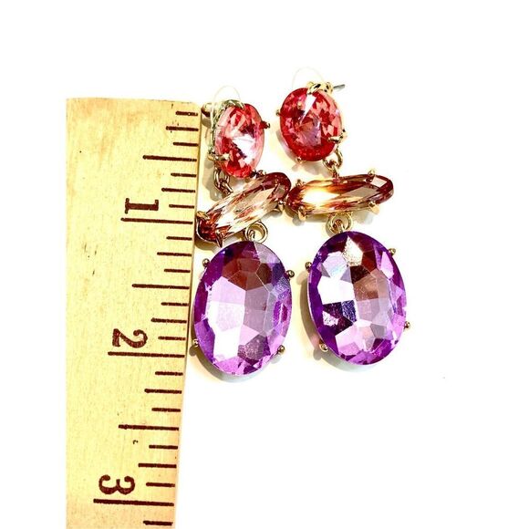 Pastel Colored Crystal Stones Tear Drop Earrings #stunning - Picture 5 of 5